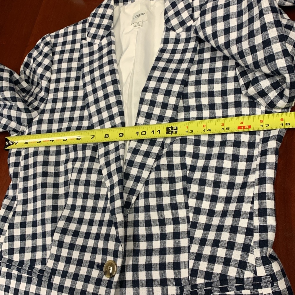 J Crew Re-Imagined Linen Blend One Button Buffalo Check Blazer - Picture 13 of 15
